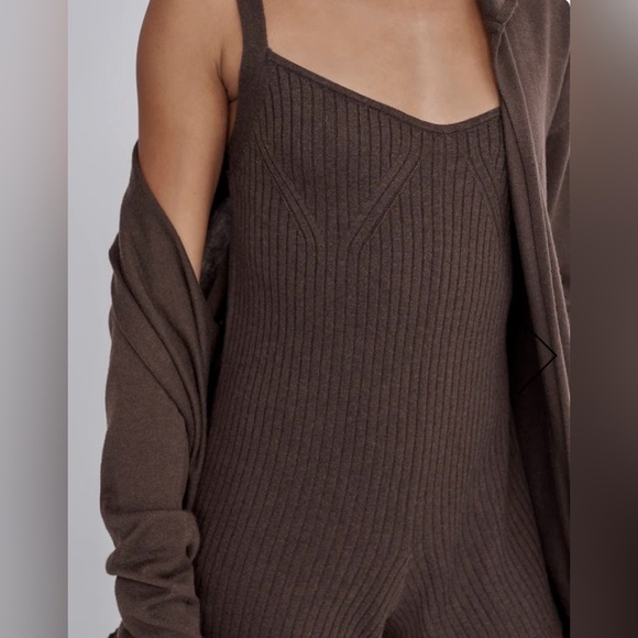 LYR by Splendid Wool Cashmere Blend Romper Ribbed Brown Size Medium - Picture 2 of 12